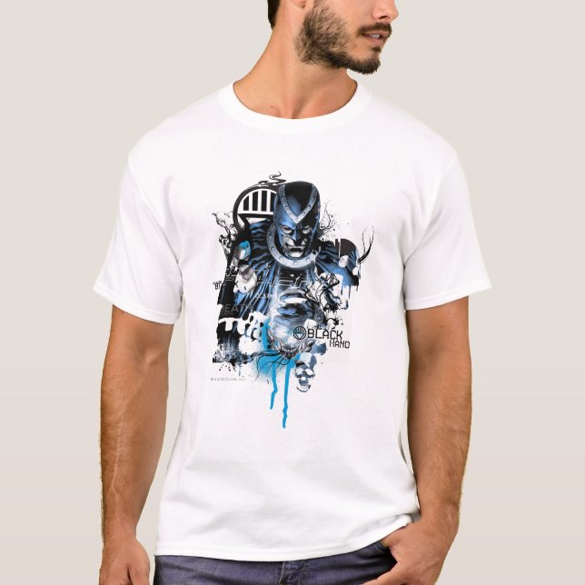 Camiseta Mão Preta - Colagem Azul (Frente)