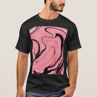 Camiseta Mão Preta-Cor-de-Rosa Desenhada