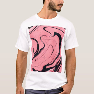 Camiseta Mão Preta-Cor-de-Rosa Desenhada