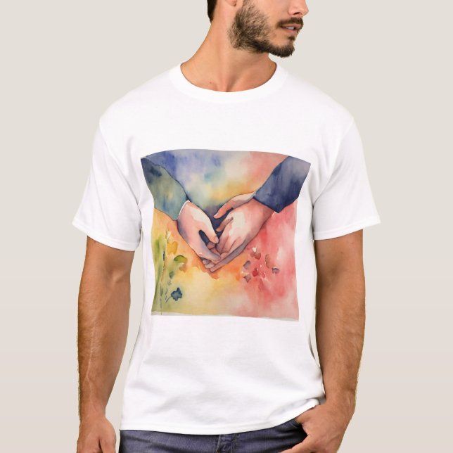 Camiseta Mão romântica juntos (Frente)