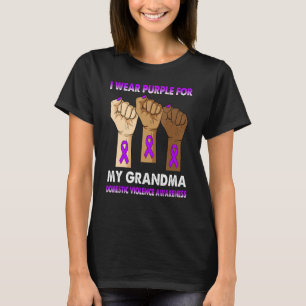Camiseta Mão Silenciosa Eu Visto Roxo Para Minha Avó Domést