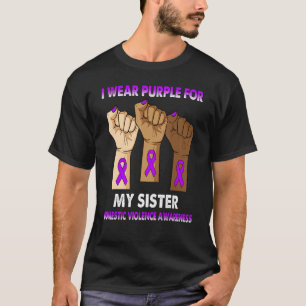 Camiseta Mão Silenciosa Eu Visto Roxo Para Minha Irmã Domés