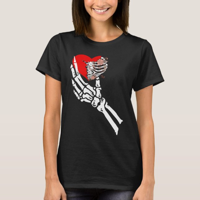 Camiseta Mão Skeleton Caveira Segurando Valenti (Frente)
