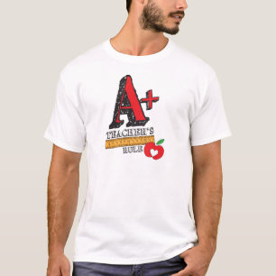 Camiseta Mão Vermelha e Negra Desenhou Uma Regra de Profess