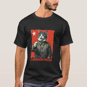 Camiseta Mao Zedong Cat Comunismo Propaganda Poster Funny