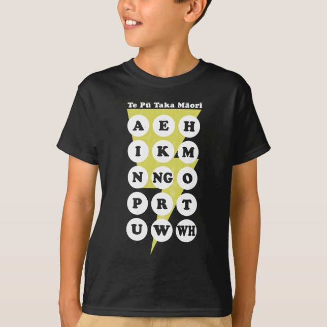 Camiseta Maori Alphabet Learning Te Reo (Frente)
