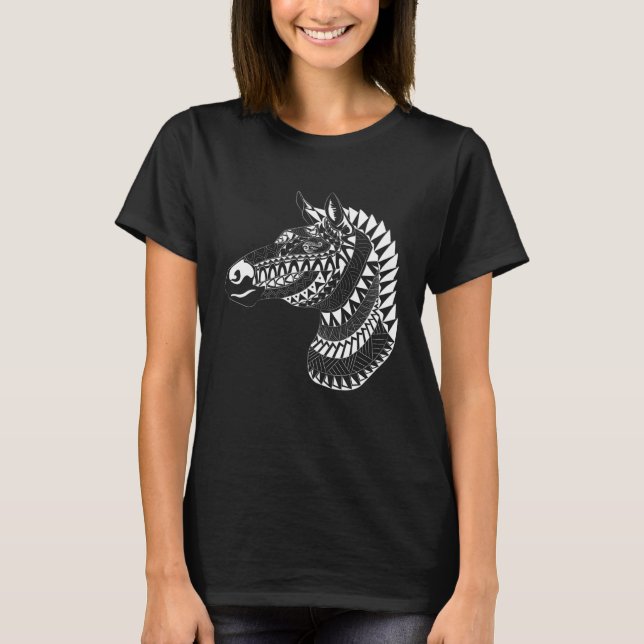 Camiseta Maori Polynesian Tattoo Zebra Horse Quilted Zebra  (Frente)