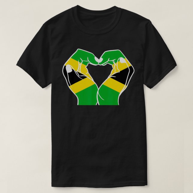Camiseta Mãos Coradas com Bandeira jamaicana  (Frente do Design)