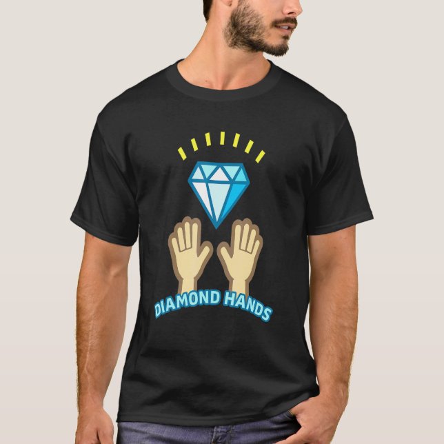 Camiseta Mãos de Diamante Tendies Para a Lua Yolo (Frente)