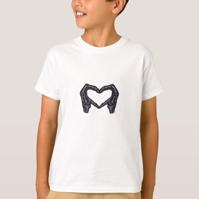 Camiseta Mãos De Esqueleto Formando Coração (Frente)