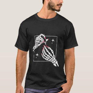 Camiseta Mãos de Esqueleto Manicure Unhas Vermelhas Polir G