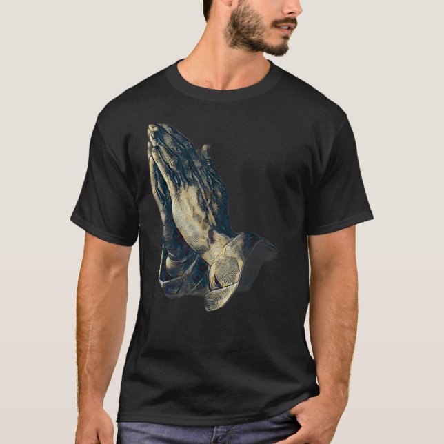 Camiseta Mãos de Oração Amém Jesus 3 (Frente)