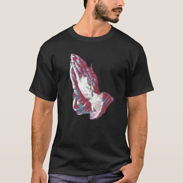 Camiseta Mãos de Oração Amém Jesus Premium_2 (Frente)