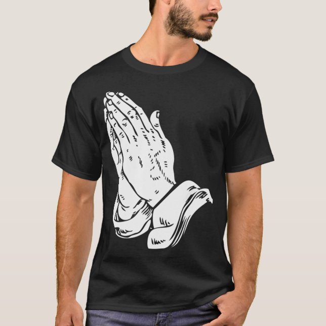 Camiseta Mãos de Oração - Legal Jesus religioso Cristão (Frente)