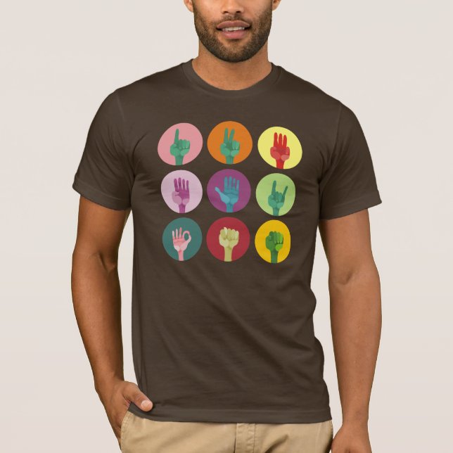 Camiseta mãos de pop art (Frente)