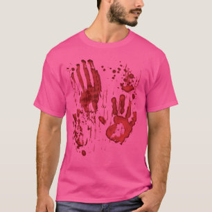 Camiseta Mãos de Zumbi com Salpicos de Sangue Sangrento imp