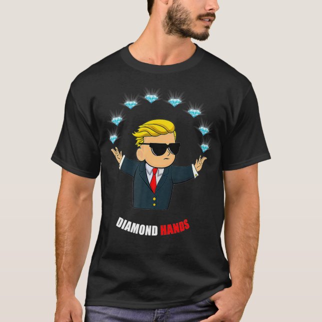 Camiseta Mãos Diamantes Tocam Mascote de Apostas de Wall St (Frente)