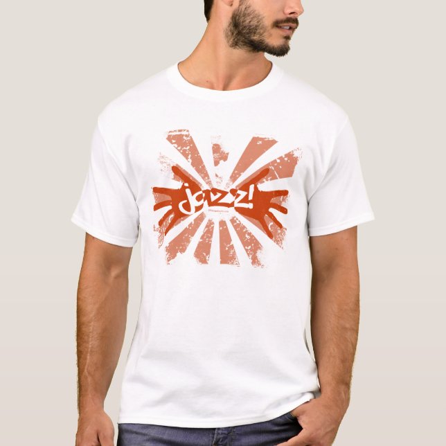 Camiseta Mãos do jazz - laranja (Frente)
