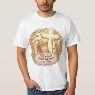Camiseta Mãos em Oração Sépia Cristão