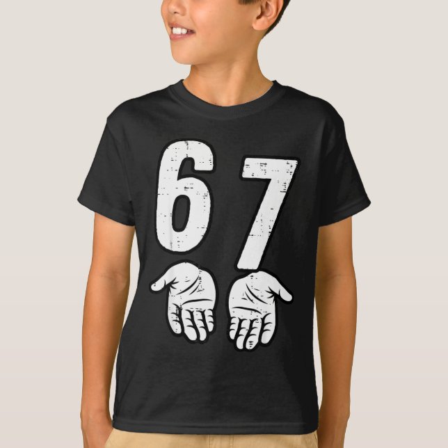Camiseta Mãos Engraçadas Meme Engraçado 67 Seis (Frente)