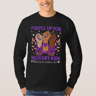 Camiseta Mãos Fita Roxa Para Cima Para Crianças Militares M