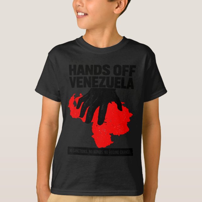 Camiseta Mãos Fora da Venezuela Sem Sanções Design (Frente)