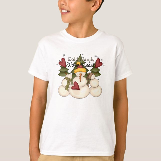 Camiseta Mãos frias Coração aquecido Camisola de Neve (Frente)