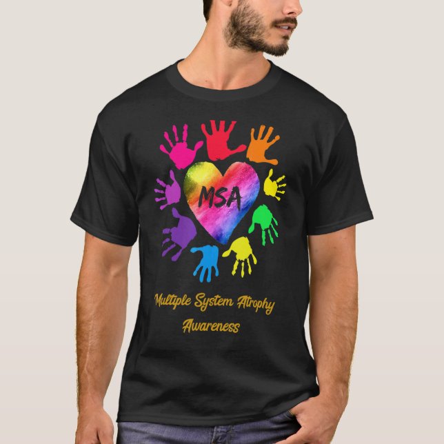 Camiseta Mãos Múltiplas de Sensibilização para a Atrofia do (Frente)