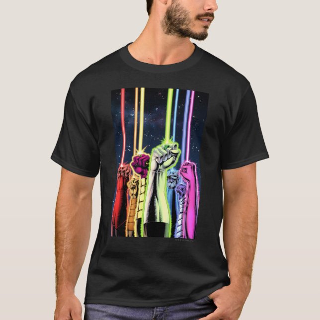 Camiseta Mãos no ar com anéis - Cor (Frente)