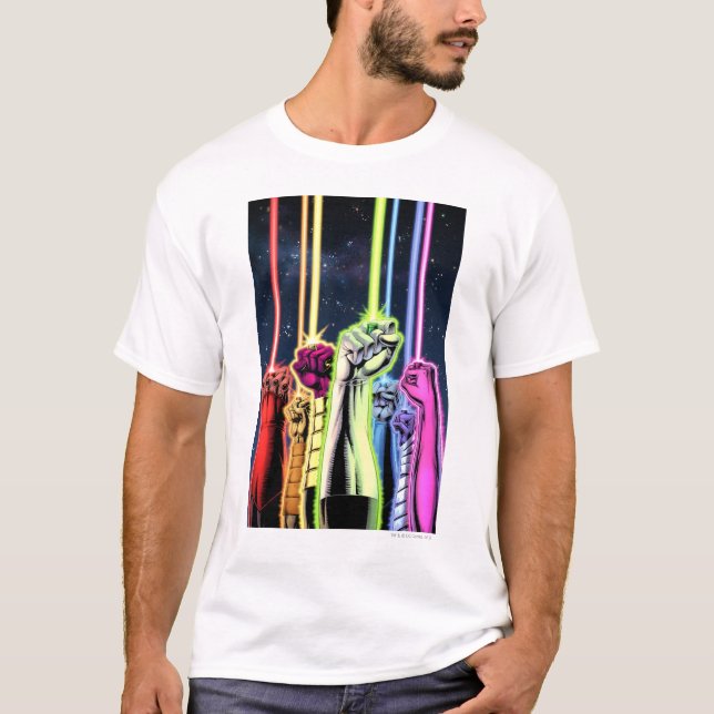 Camiseta Mãos no ar com anéis - Cor (Frente)
