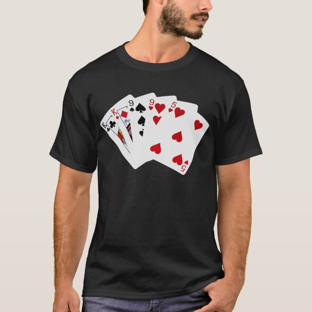 Camiseta Mãos Poker - Dois Pares - Rei, Nove (Frente)