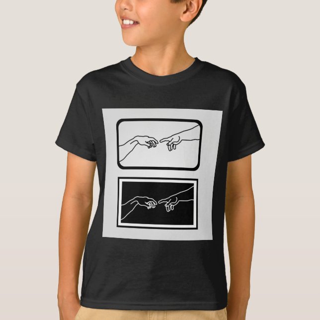 Camiseta Mãos que mostram a criação de Adam (Frente)