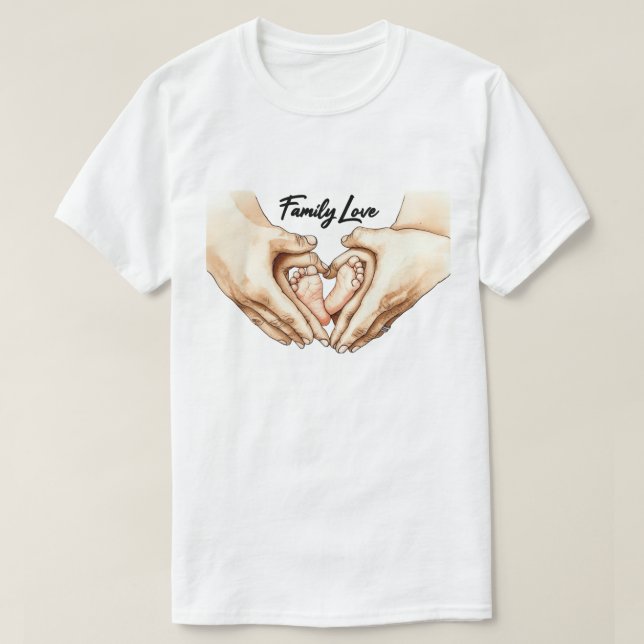 Camiseta Mãos segurando os pés do bebê (Frente do Design)