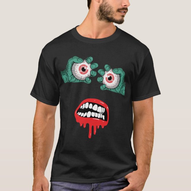 Camiseta Mãos Zombie Horríveis com Lábio Derretido (Frente)