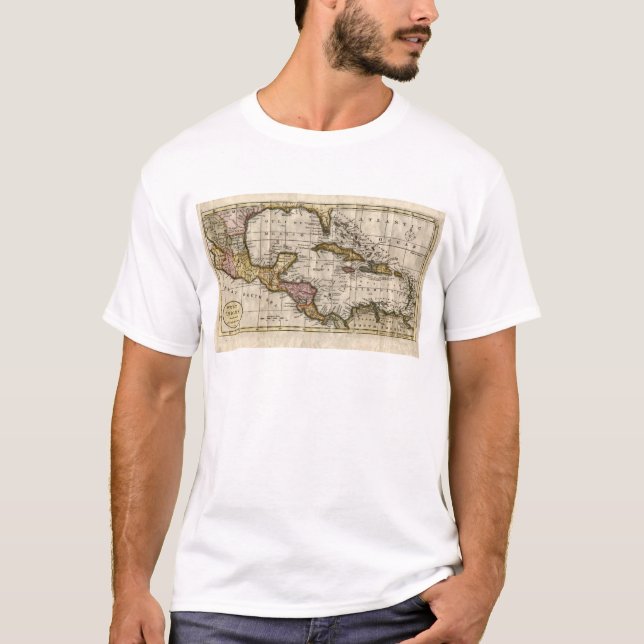 Camiseta Mapa 1790 das Índias Ocidentais pela coisa (Frente)