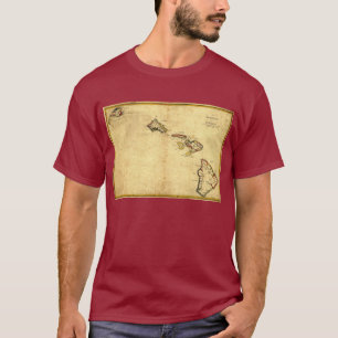 Camiseta Mapa 1837 - ilhas havaianas de Havaí do vintage