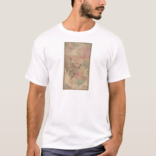 Camiseta Mapa 1872 - Nova Iorque, Queens de Brooklyn do (Frente)