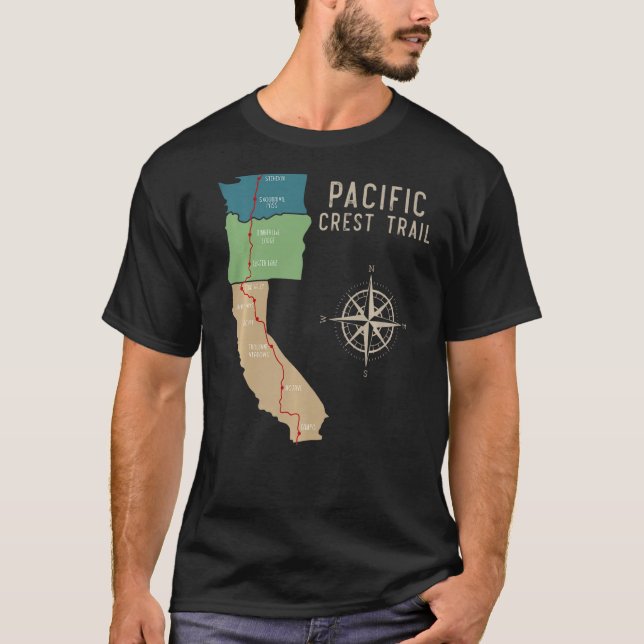 Camiseta Mapa 1 Da Trilha De Pct Pacific Crest (Frente)