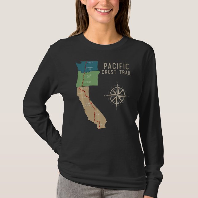 Camiseta Mapa 1 Da Trilha De Pct Pacific Crest (Frente)