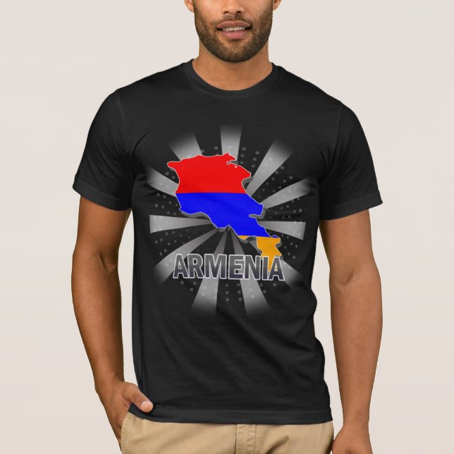Camiseta Mapa 2,0 da bandeira de Arménia (Frente)