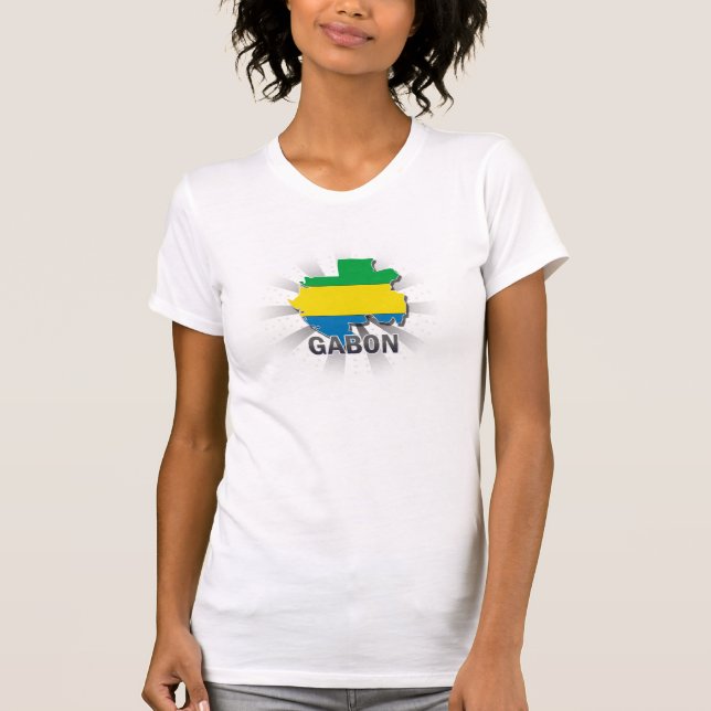 Camiseta Mapa 2,0 da bandeira de Gabon (Frente)