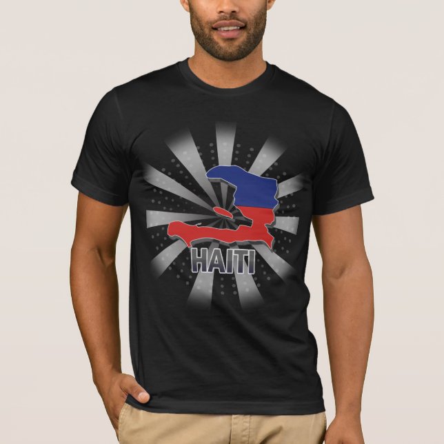 Camiseta Mapa 2,0 da bandeira de Haiti (Frente)