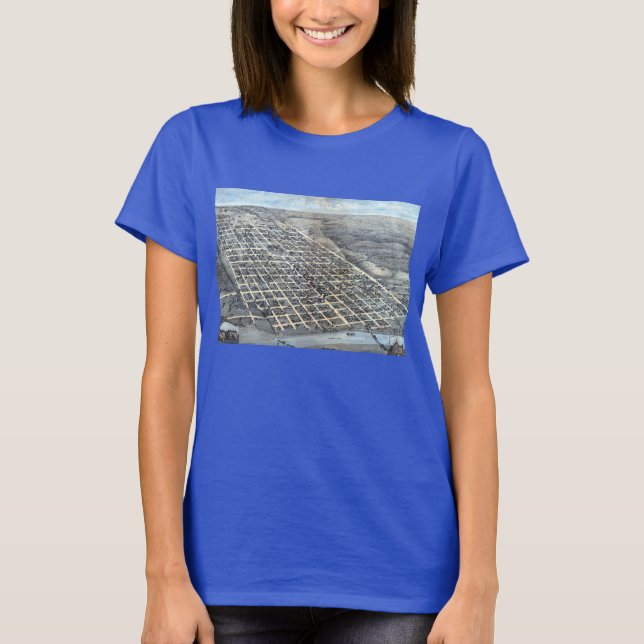 Camiseta Mapa aéreo antigo da cidade de Austin, Texas de 18 (Frente)