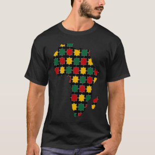 Camiseta Mapa africano com cores amarelas verdes e vermelha