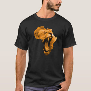 Camiseta Mapa Africano da Cultura Safari Arrastada do Leão