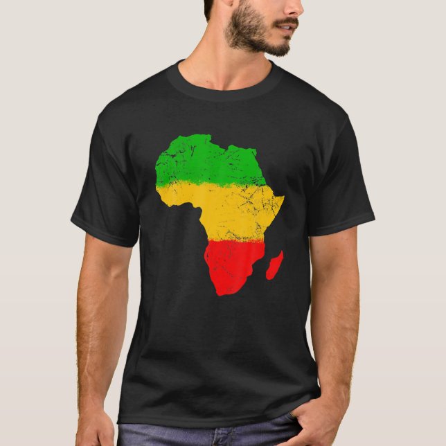 Camiseta Mapa Africano da História Negra Mês Oferece Mapa A (Frente)