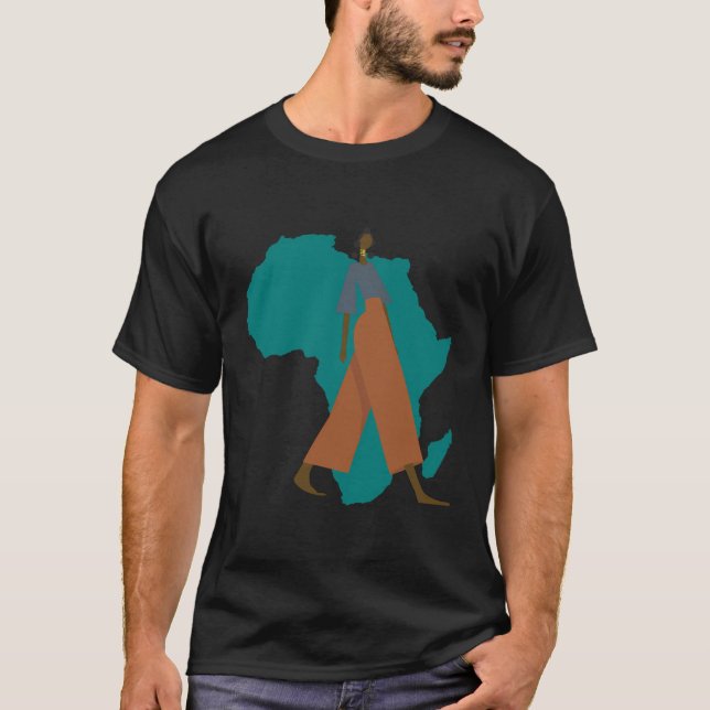 Camiseta Mapa Africano da Mulher Americana Africana (Frente)