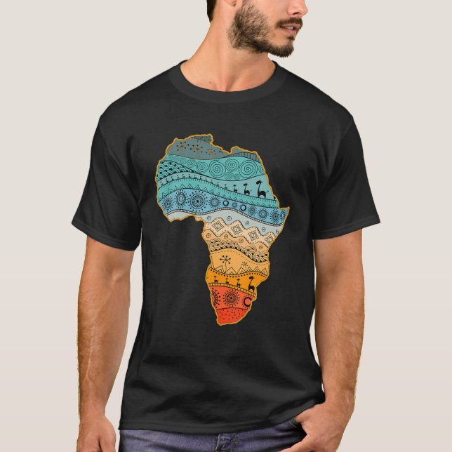 Camiseta Mapa Africano do Orgulho Étnico Tradicional - Patt (Frente)