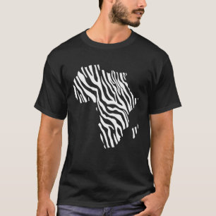 Camiseta Mapa Africano Preenchido com Zebra White Stripes I