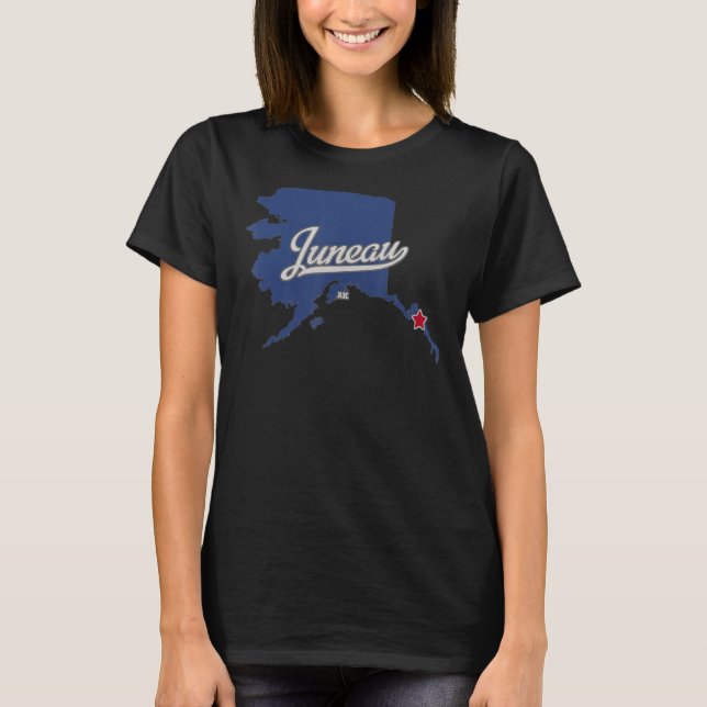 Camiseta Mapa AK de Juneau Alaska (Frente)